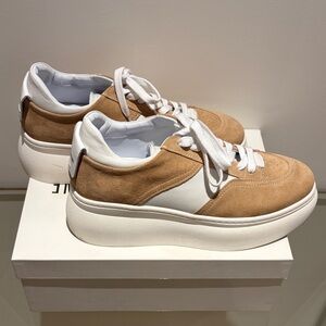 Tan and White Platform Sneakers